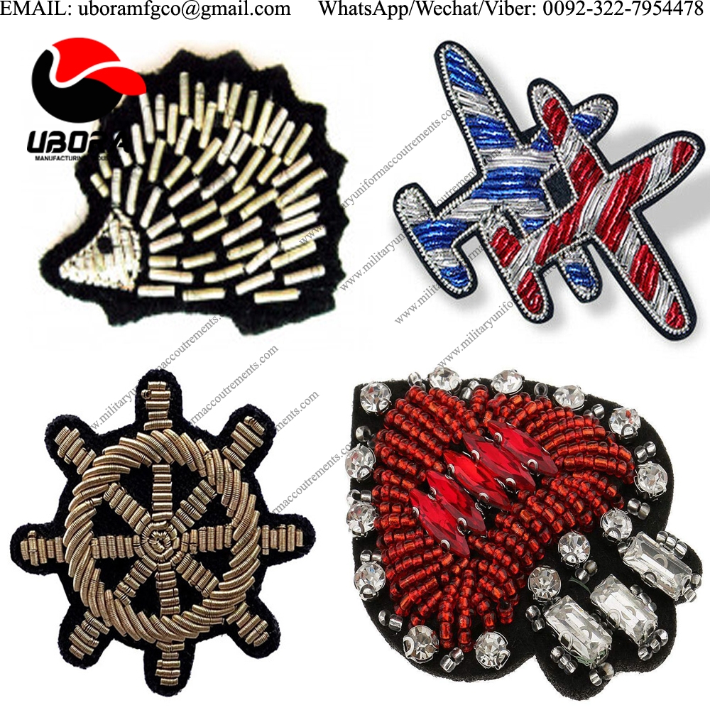 bullion wire Hedgehog Brooch Handmade embroidered  Sew on Beaded Motifs Decoration badges bullion 